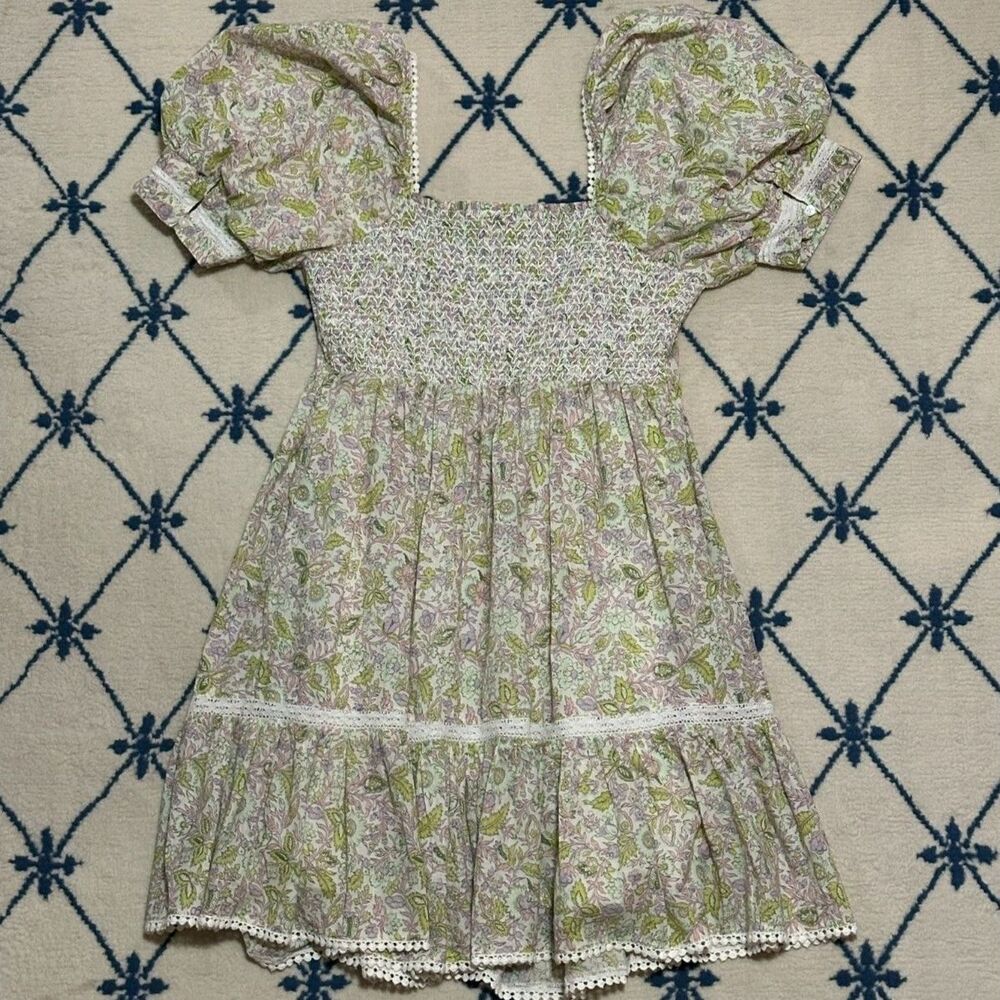 Anthropologie Love The Label Square Neck Puff Sleeve Mini Dress - Josepha Green - Picture 2 of 5